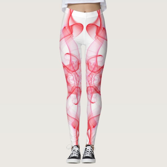 Röd rök Symmetrisk Minimalistisk Abstrakt Leggings (Framsida)