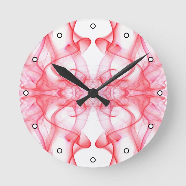 Röd rök Symmetrisk Minimalistisk Abstrakt Rund Klocka (Framsida)