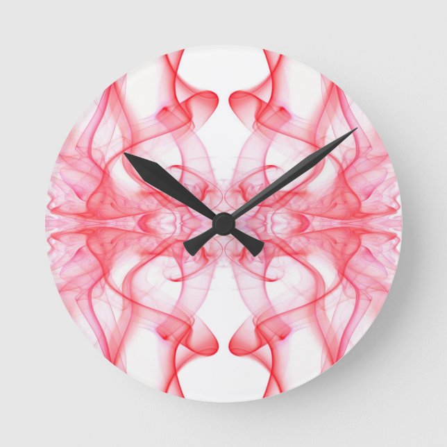 Röd rök Symmetrisk Minimalistisk Abstrakt Rund Klocka (Framsida)
