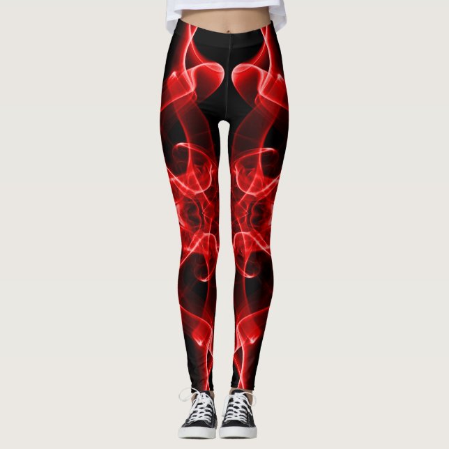 Röd rök Symmetrisk minimalistisk svart Leggings (Framsida)