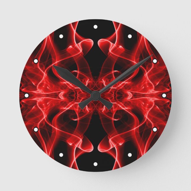 Röd rök Symmetrisk minimalistisk svart Rund Klocka (Framsida)