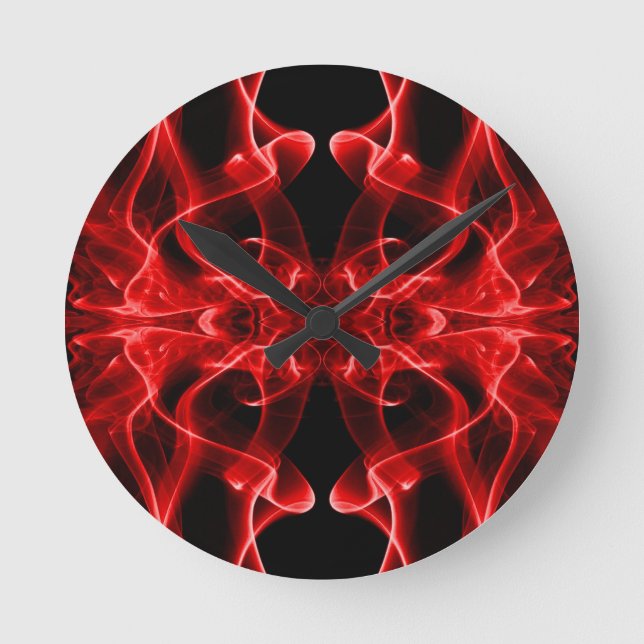 Röd rök Symmetrisk minimalistisk svart Rund Klocka (Framsida)
