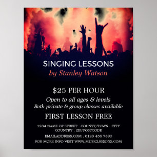 Röd rökkonsert Crowd, Vocalist Lessons Poster