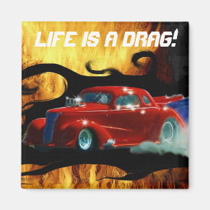 Röd rökning Doorslammer Drag-tävla-bil Magnet