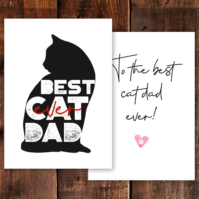 Röd rolig fadersdag Bästa kattpappa någonsin Julkort (Skapare uppladdad)