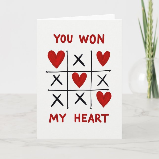 Röd Romantisk Tic Tac Toe-kort Kort (Framsida)