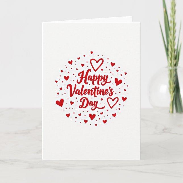 Röd romantisk valentin dagskort kort (Framsida)