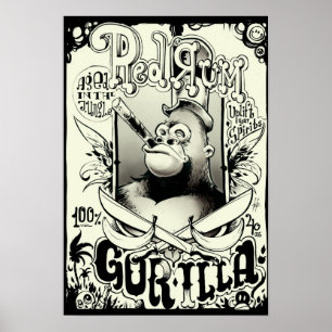Röd romgorilla poster
