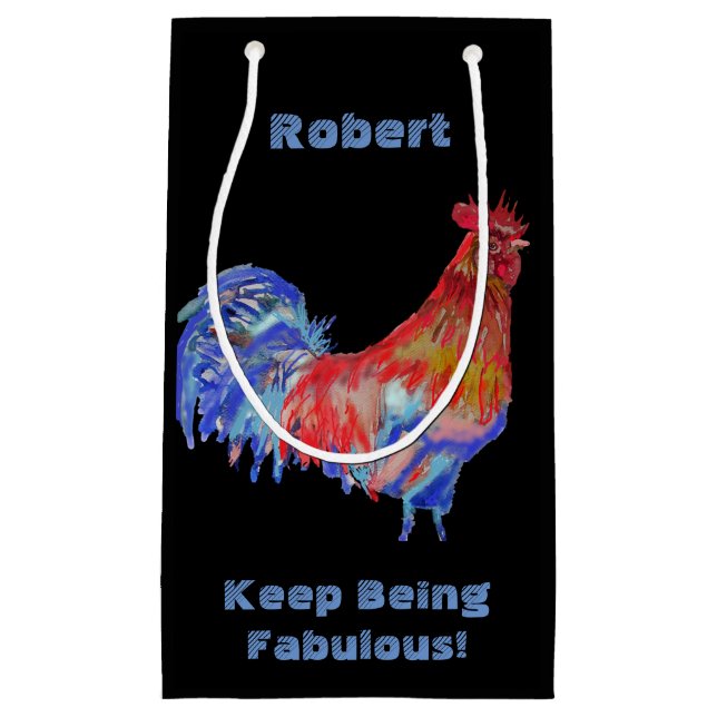Röd Rooster Akvarell Mans Namn Gåva Presentpresent (Framsidan)