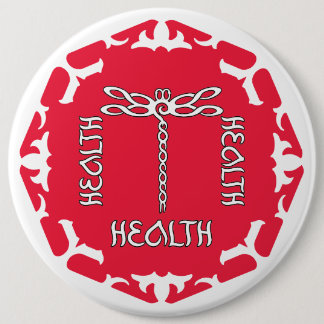 Röd Root Chakra "Hälsa" Trollslända Vit Bakgrund Knapp