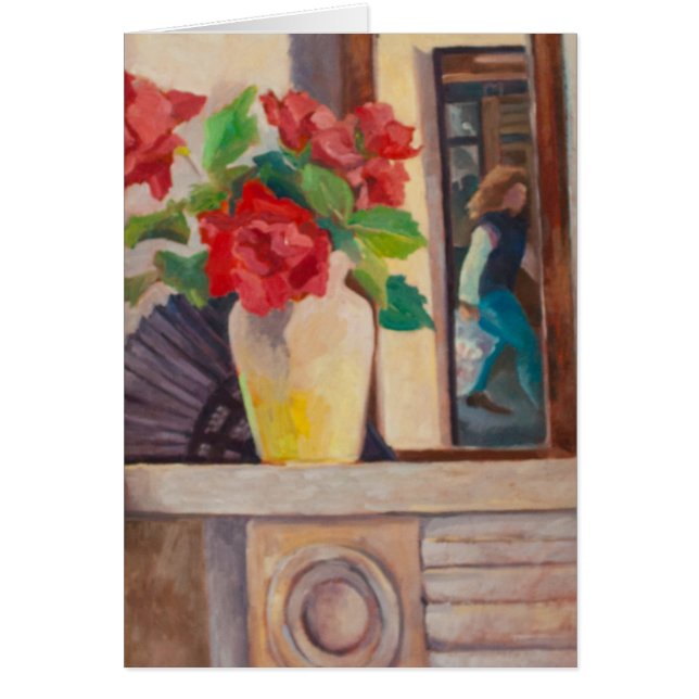 Röd ros 1986 hälsningskort (Framsidan)