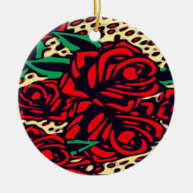 Röd ros Animal Print Safari Ceramic Ornament