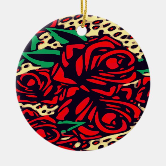 Röd ros Animal Print Safari Ceramic Ornament (Framsidan)