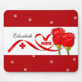 Röd ros Anpassat namn Gift Mouse Pad för sjuksköte Musmatta