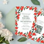 Röd ros Anpassningsbar Fladdermus Pub Mitzvah QR C Inbjudningar<br><div class="desc">Perfekt-kort för att tillkännage ett bat mitzvah, pub mitzvah eller annat judiskt firande! Hand skapade konst åt dig! FULLT ANPASSADE! Klicka på "Anpassa" ovan om du vill redigera texten och lägga till länken till QR-koden. Klicka på "Redigera med verktyg" om du vill justera typsnitt, färg och placeringar och ta bort...</div>
