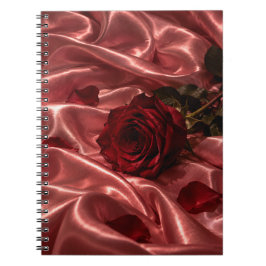 Röd Ros Anteckningsbok | Rosa Satin Feminint Prese