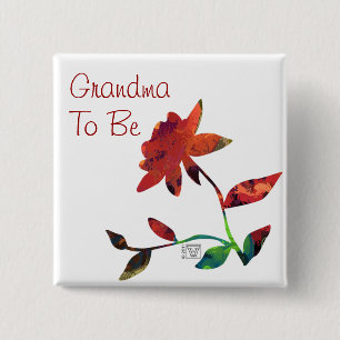 Röd ros Art Grandma to be Knapp