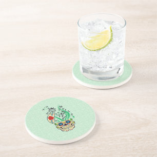 Röd ros av färglöst Retro Blommigt Sugar Skull Underlägg