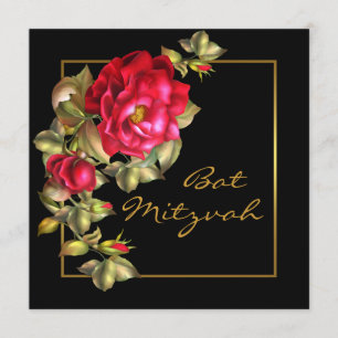 Röd Ros Bat Mitzvah Inbjudningar