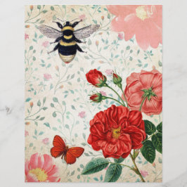 Röd ros & Bee Vintage Scrapbook Papper