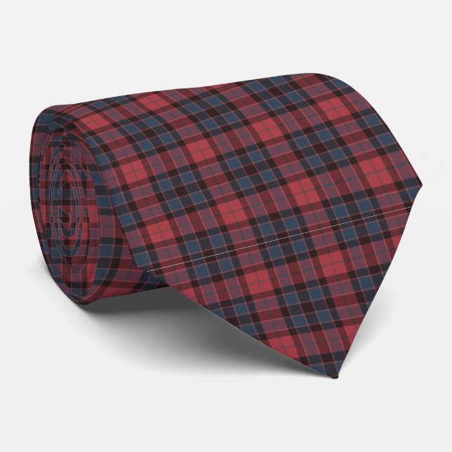 Röd Ros Blå Svart Rutig Tartan Halsduk Slips (Rullad)