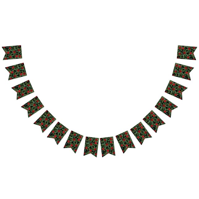 Röd ros Black Bröllop Gothic Mörk Vimplar (Alla)