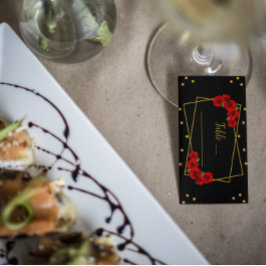 Röd ros Black och Guld Quinceañera Placeringskort