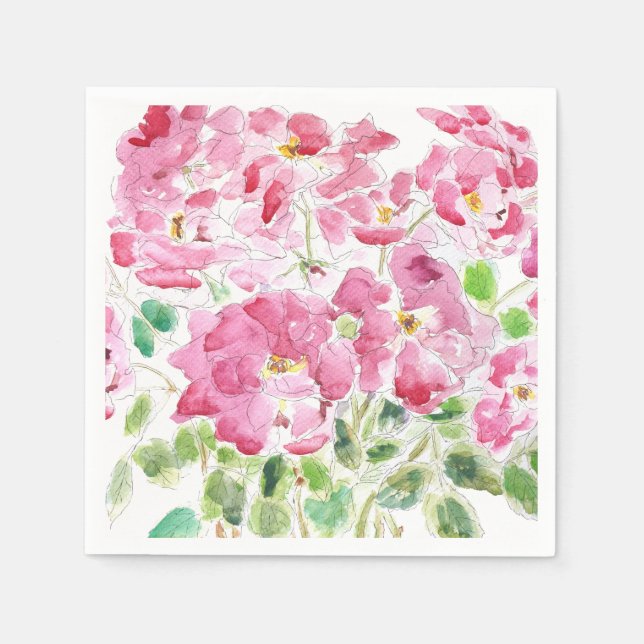 röd ros bläck och vattenblöjor pappersservett (Framsidan)