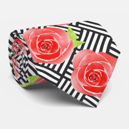 Röd ros Black White Rand Derby Slips
