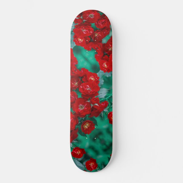 Röd ros Blek Grönt Löv Mini Skateboard Bräda 18,5 Cm (Framsida)