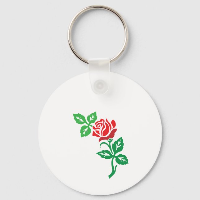 Röd Ros Blom Design – Klassisk Blommig Skönhet Nyckelring (Framsida)