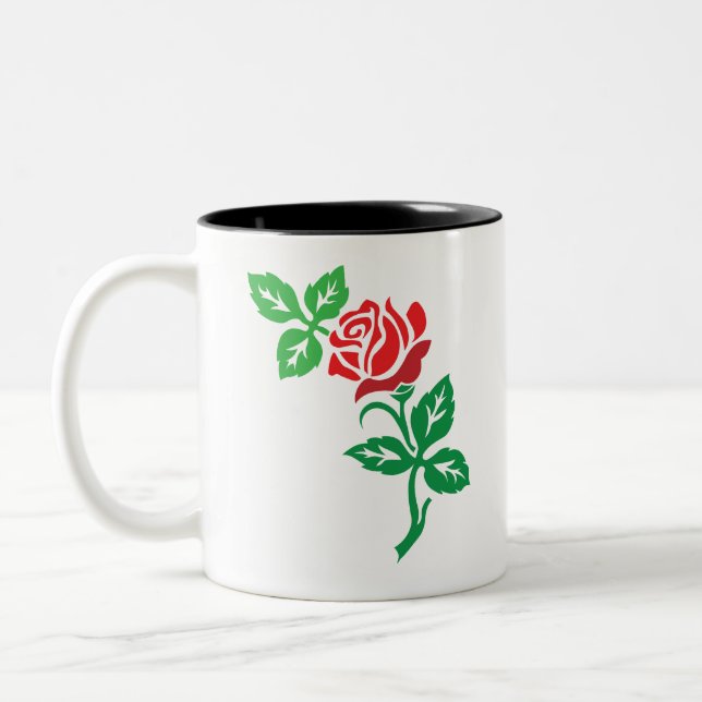 Röd Ros Blom Design – Klassisk Blommig Skönhet Två-Tonad Mugg (Vänster)