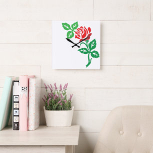Röd Ros Blomdesign – Klassisk Blommig Skönhet Fyrkantig Klocka