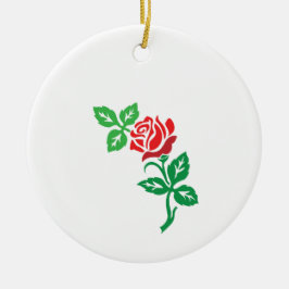Röd Ros Blomdesign – Klassisk Blommig Skönhet Julgransprydnad Keramik