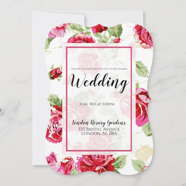 Röd ros blomklassisk tryckt hund av hedersannons meddelande (Framsida)