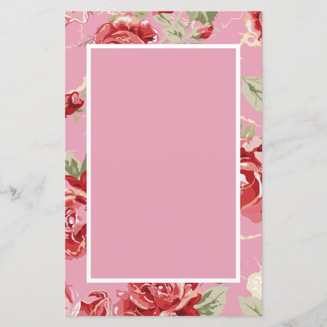 Röd ros blomklassiskt tryckt bröllopsfest kungöran (Framsida)