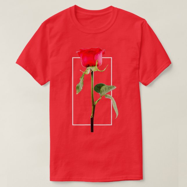 Röd ros blomma (2) t shirt (Design framsida)