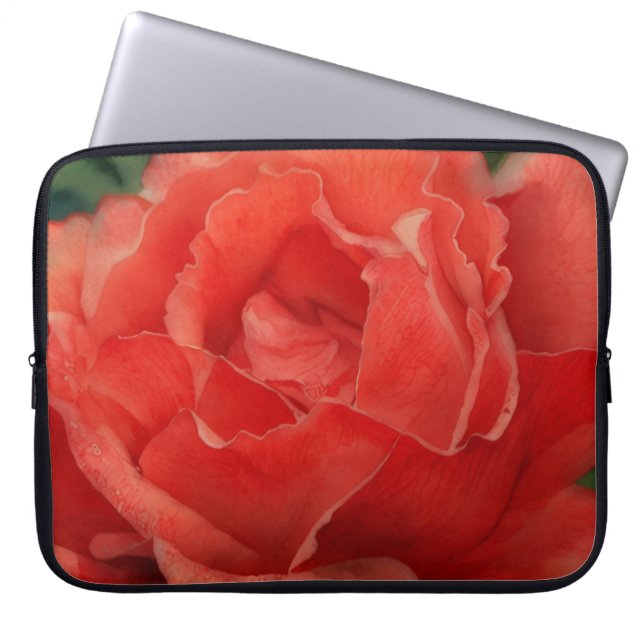 Röd ros blomma konst laptop fodral (Framsidan)