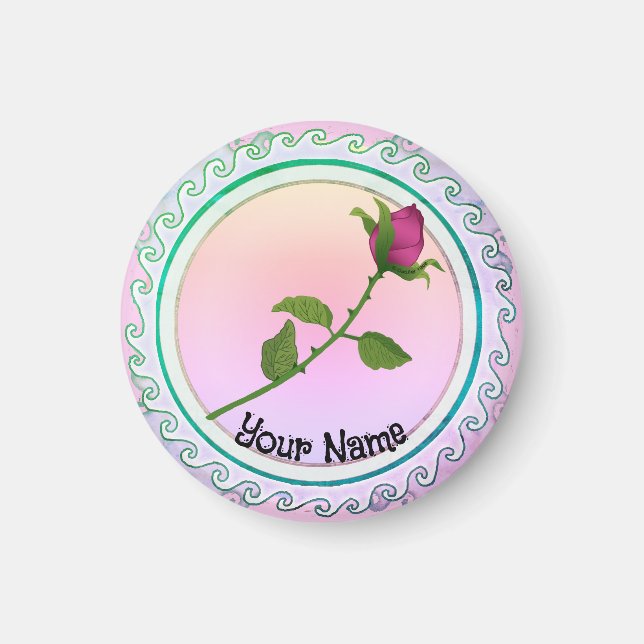 Röd ros blomma magnet (Framsidan)