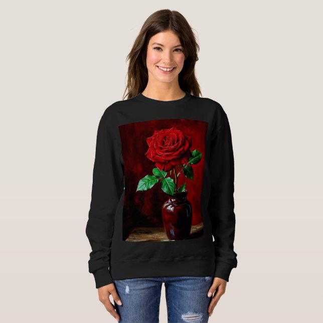 Röd ros blomma målning  t shirt (Hel framsida)