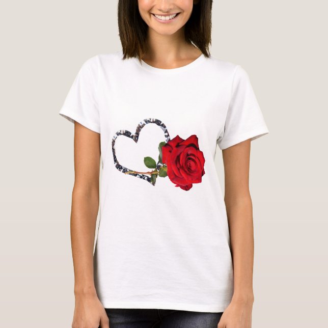 röd ros blomma t shirt (Framsida)