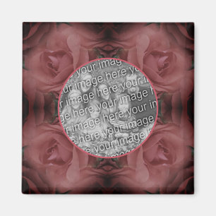Röd ros blommande natur Ram Lägg till foto Magnet