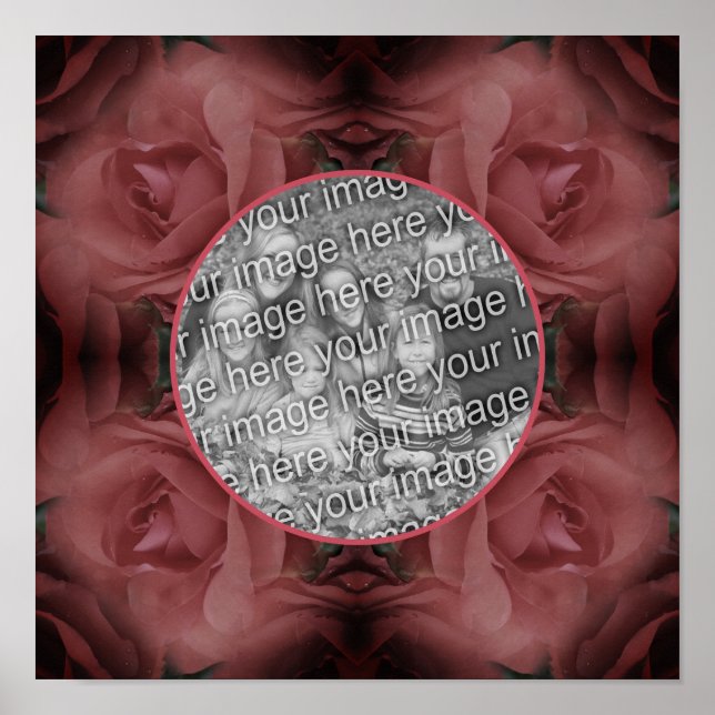 Röd ros blommande natur Ram Lägg till foto Poster (Framsidan)
