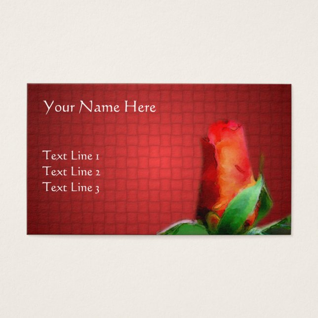 Röd ros-blommans art visitkort (Framsidan)