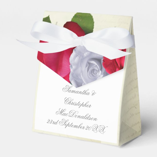 Röd ros-blommans blommigt romantik bröllop presentaskar (Framsidan Sidan)