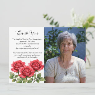 Röd Ros Blommig Begravning Död Tack  Inbjudningar