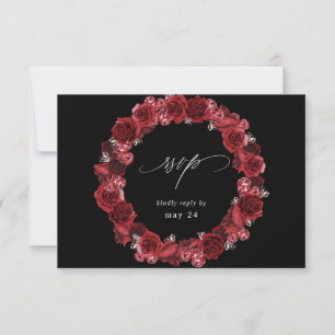 Röd Ros Blommig & Kristall med måltids RSVP - Svar