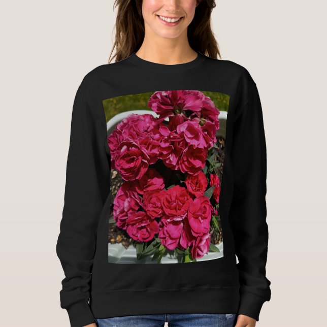 Röd Ros Blommig Kvinnlig Tröja (Framsida)