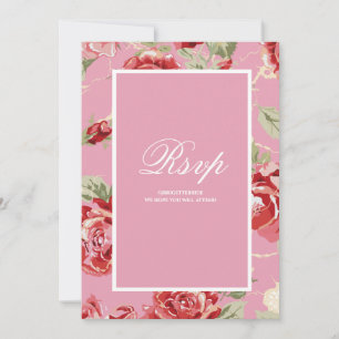 Röd ros blommig tryck spara datum RSVP-kort Inbjudningar