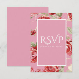 Röd ros blommig tryckt spara datum RSVP-kort OSA Kort